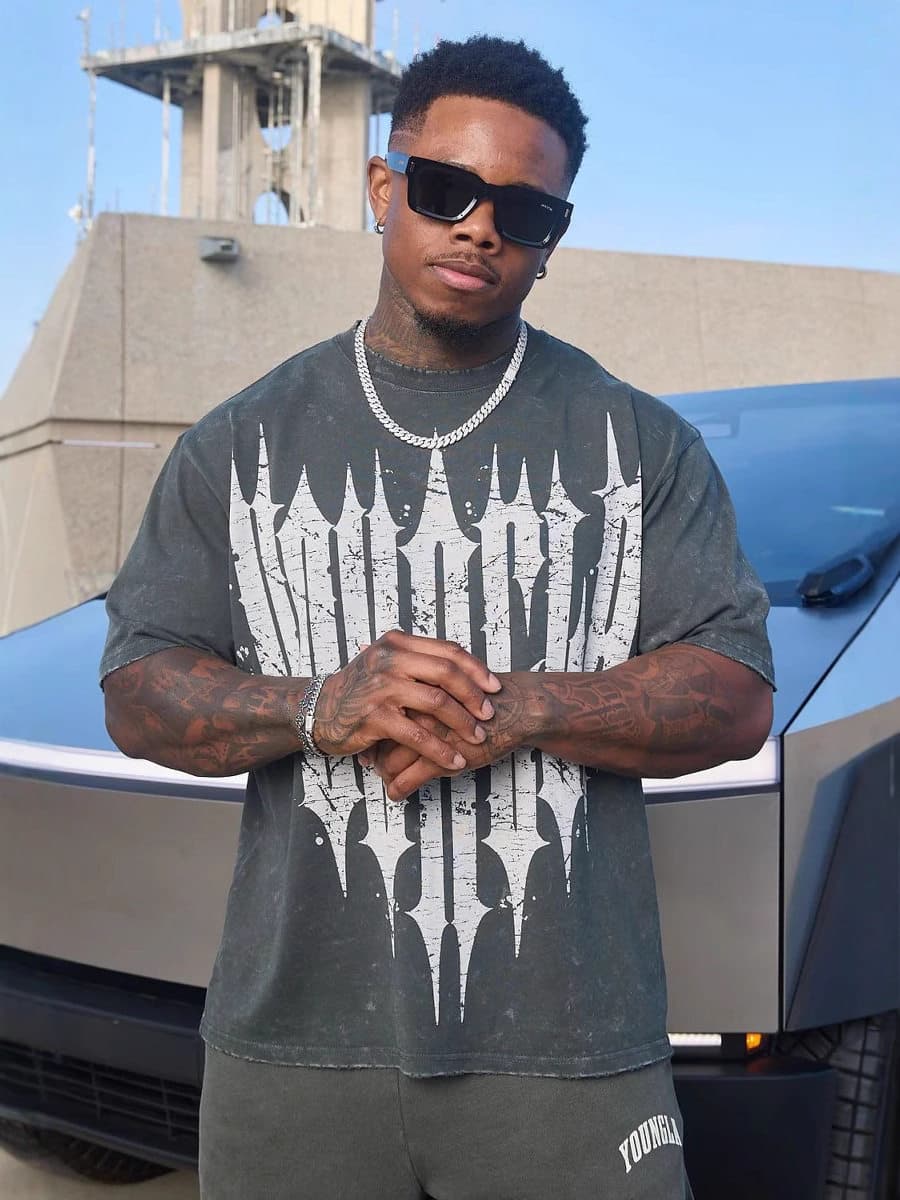 Youngla Large Letter Hip-Hop Oversized Tee — view 10