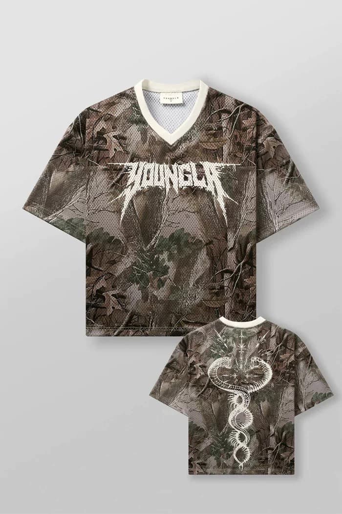 Youngla American Oversized Mesh Digital-Print Tee — view 3