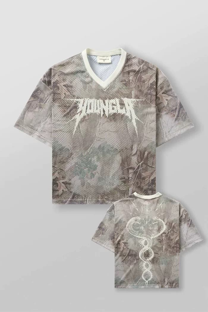 Youngla American Oversized Mesh Digital-Print Tee — view 4