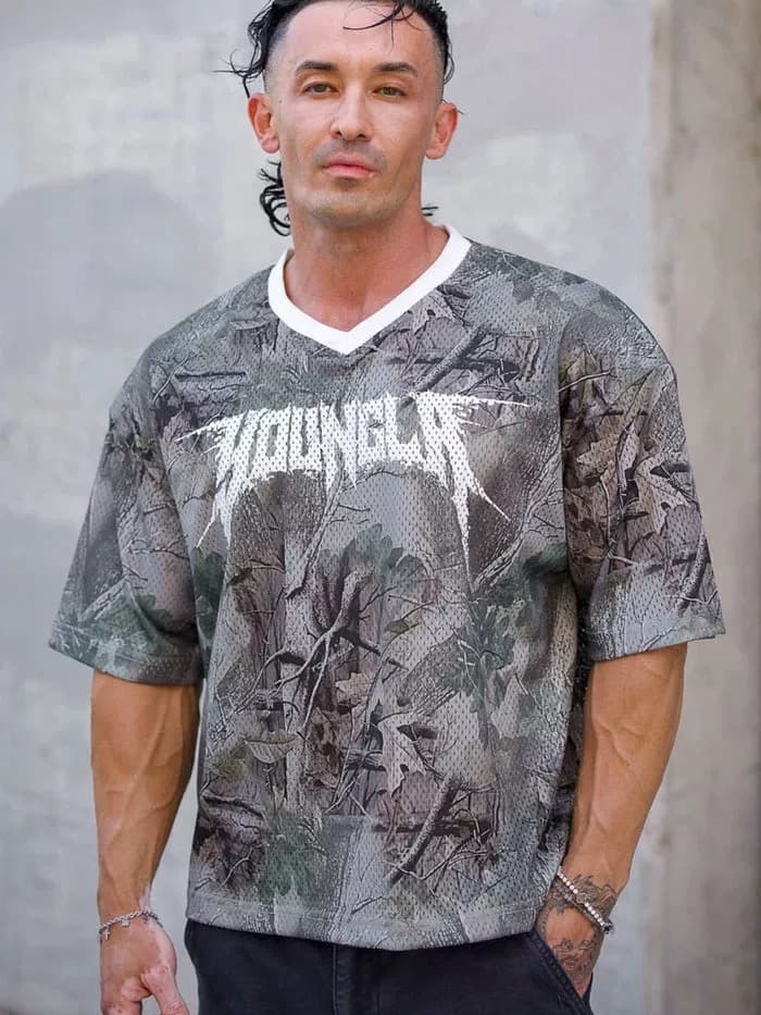 Youngla American Oversized Mesh Digital-Print Tee — view 7
