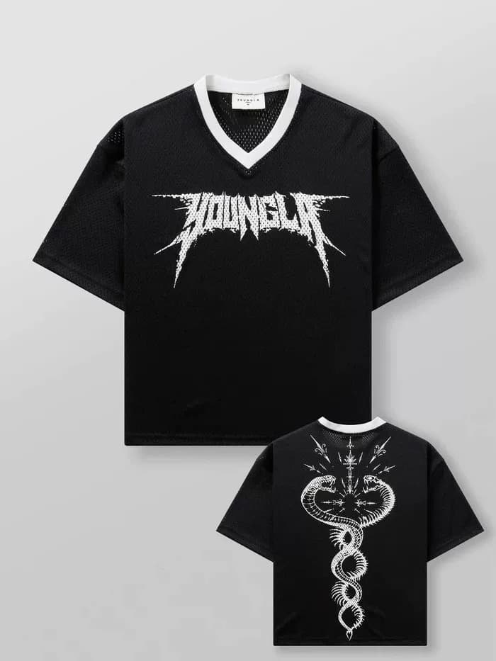 Youngla American Oversized Mesh Digital-Print Tee — view 9